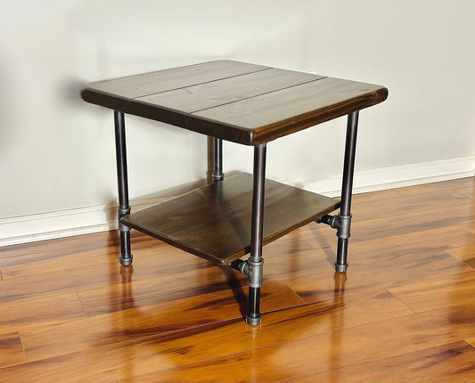 Steel and Pine Wood Side End Coffee Table with Shelf Style 2 --Etsy Pick Award