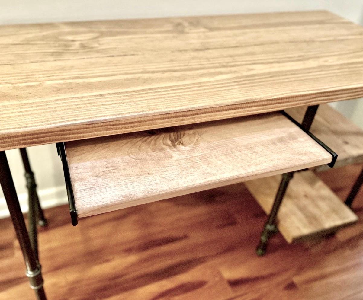 Steel and Wood Keyboard Tray -- Multiple Widths Available -- Adjustable Height