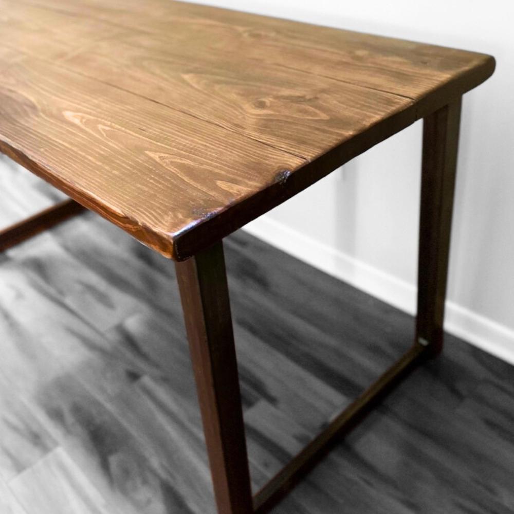 Steel and Wood Desk - Square Leg Style - Trapezoid - Kitchen Table - Home Office - Industrial Style