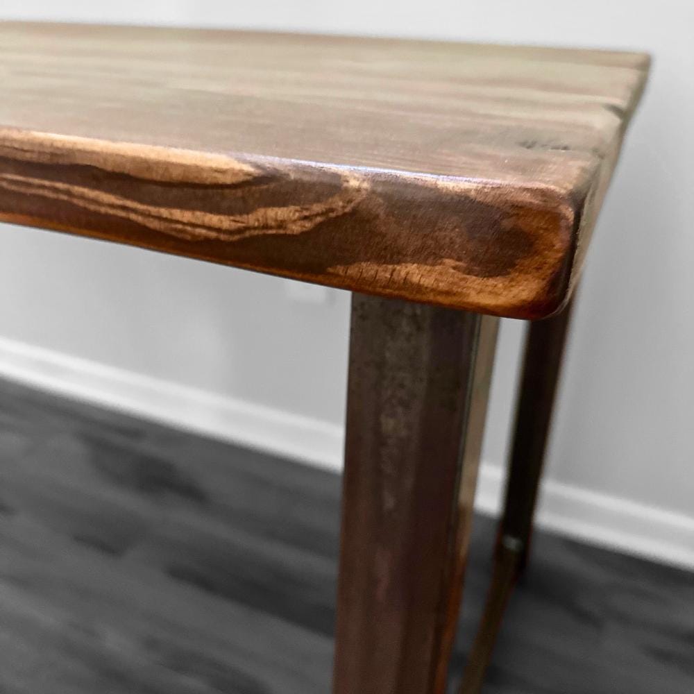 Steel and Wood Desk - Square Leg Style - Trapezoid - Kitchen Table - Home Office - Industrial Style