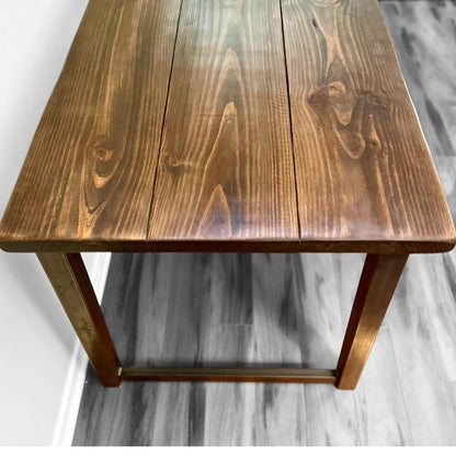 Steel and Wood Desk - Square Leg Style - Trapezoid - Kitchen Table - Home Office - Industrial Style