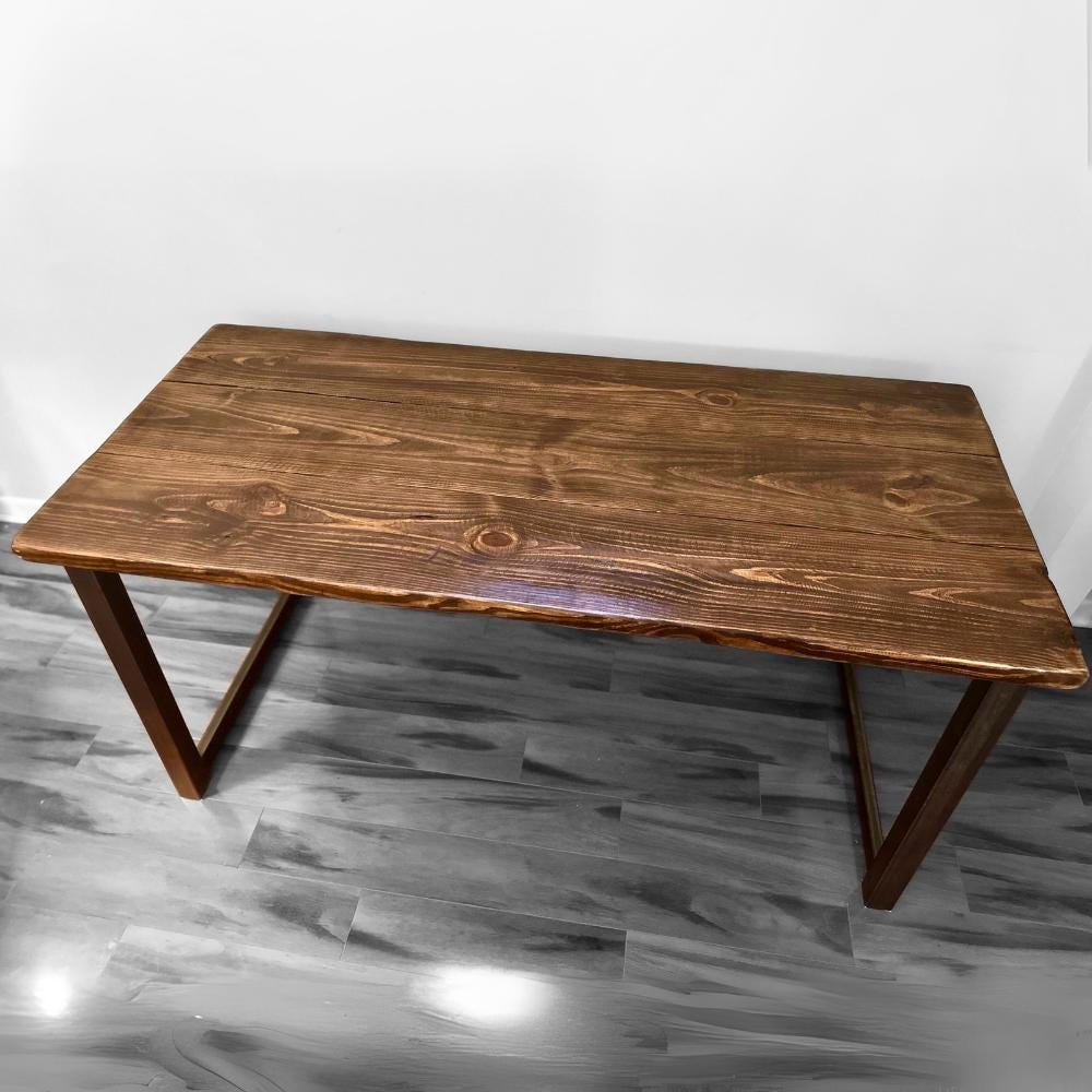 Steel and Wood Desk - Square Leg Style - Trapezoid - Kitchen Table - Home Office - Industrial Style