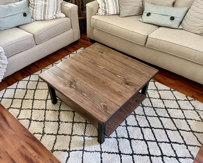 Steel and Wood Coffee Table - Square Steel