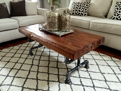 Steel and Cedar Wood Coffee Table - 3.5in Thick Table Top