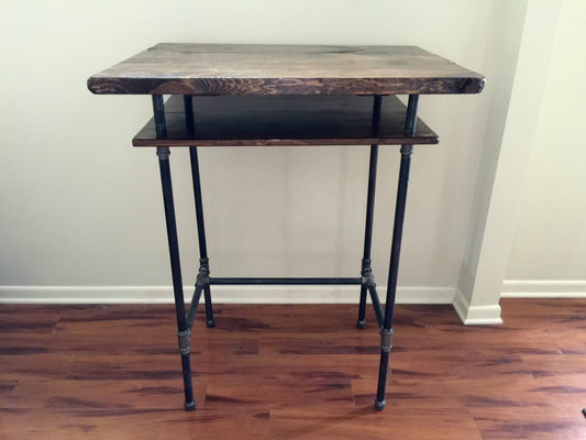Steel and Wood Standing Desk w/ Shelf