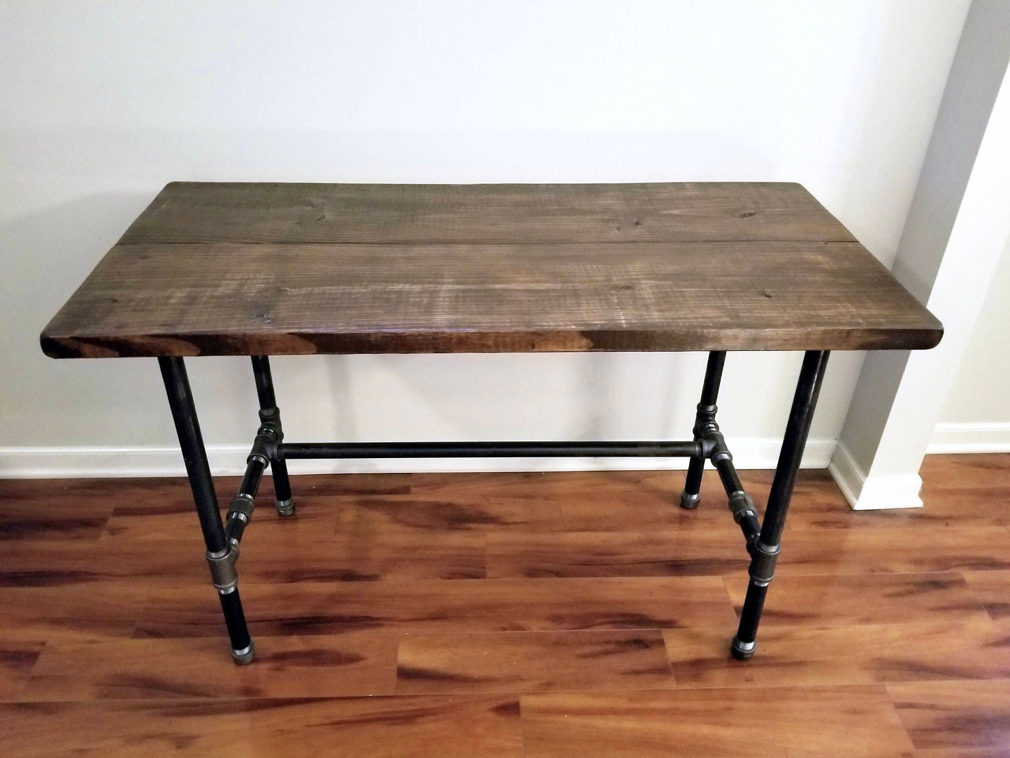Steel and Wood Desk - Large Gas Iron Pipe Office Desk - Free Shipping