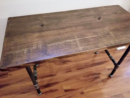 Steel and Wood Desk - Large Gas Iron Pipe