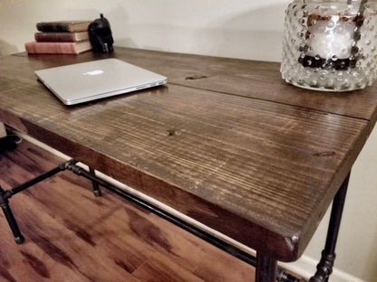 Steel and Wood Desk -  With 2 Wall Shelves
