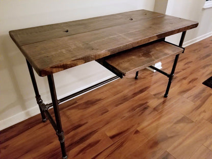 Steel and Wood Desk with Keyboard Tray