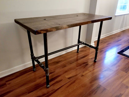 Steel and Wood Desk - Large Gas Iron Pipe