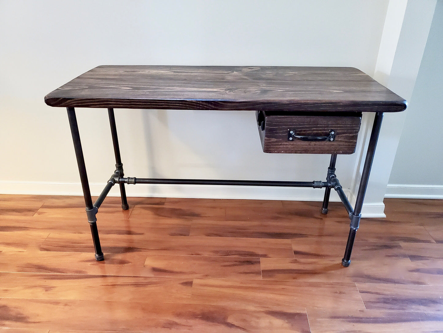 Steel and Wood Desk - Office Iron Pipe Desk with Drawer - Free Shipping