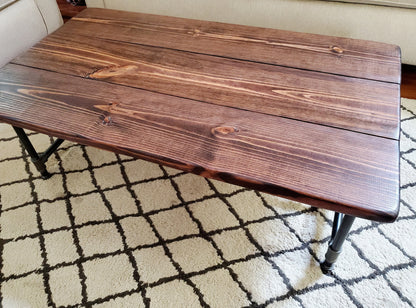 Steel and Pine Wood Coffee Table