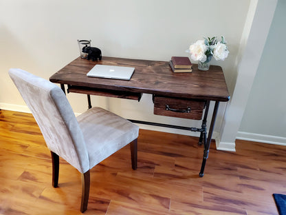 Steel and Wood Desk with Drawer, Keyboard Tray