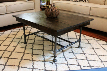 Steel and Pine Wood Coffee Table