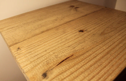 Steel and Pine Wood End Table