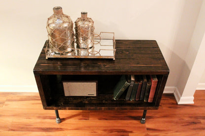 Steel and Pine Wood Media Table
