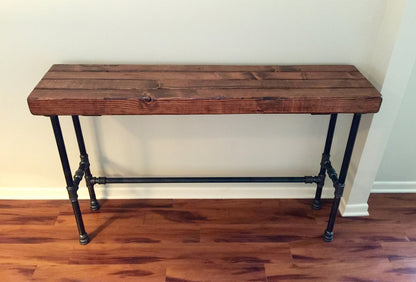 Steel and Wood Bar Table - 3.5in Thick Table Top and Large 1" Pipe