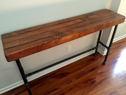 Steel and Wood Bar Table - 3.5in Thick Table Top and Large 1" Pipe