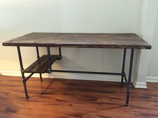 Steel and Wood Desk w/ Shelf Style 2